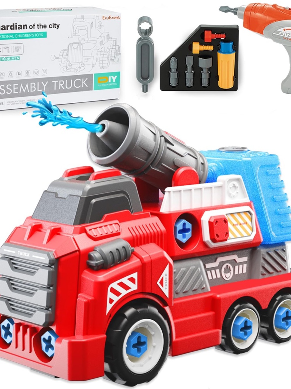 EkuEasyku Guardian of the City DIY Assembly Fire Truck Toy Set WT889-R New